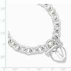 Sterling Silver Polished Heart and Key Bracelet