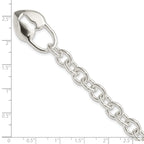 Sterling Silver Polished Heart and Key Bracelet