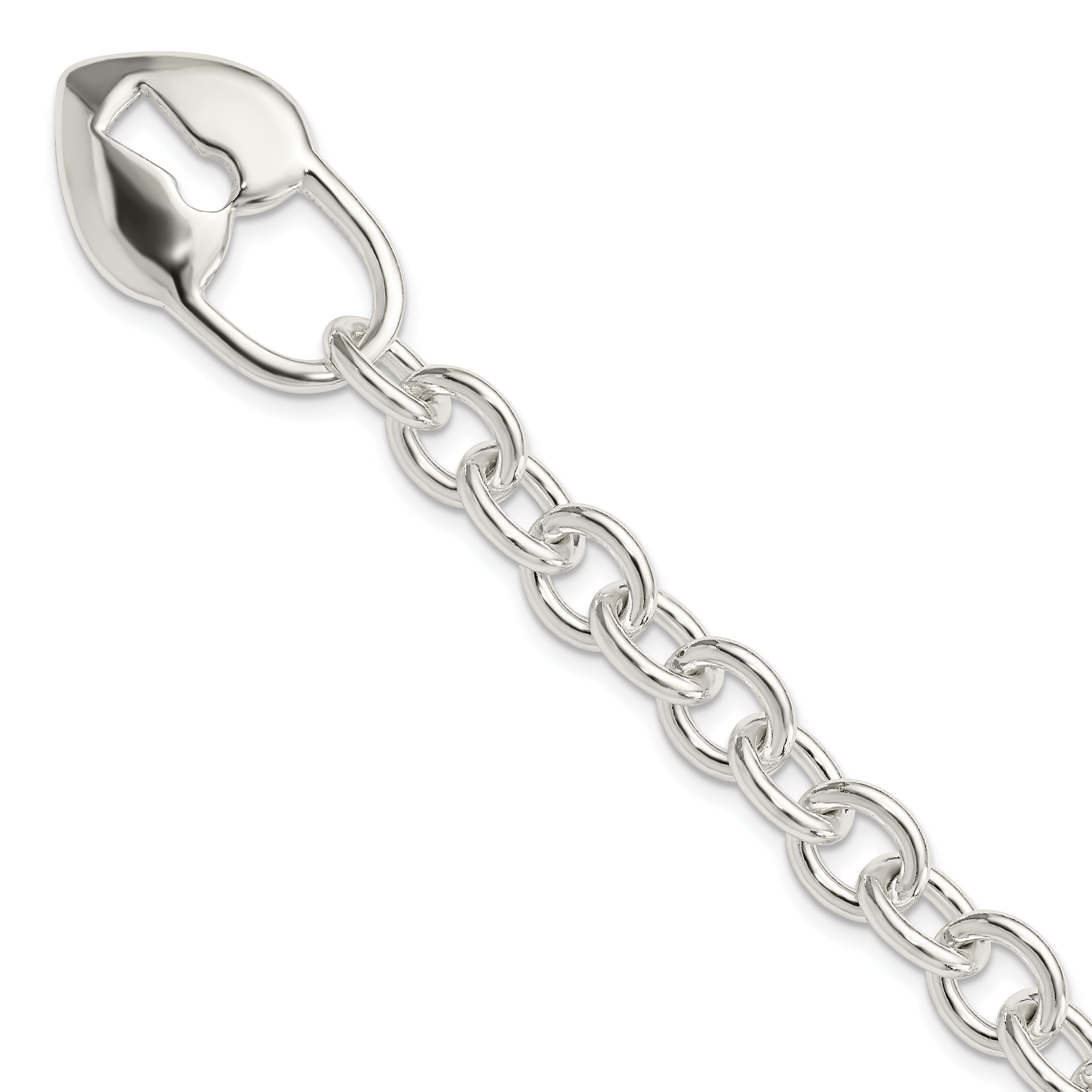 Sterling Silver Polished Heart and Key Bracelet Main image