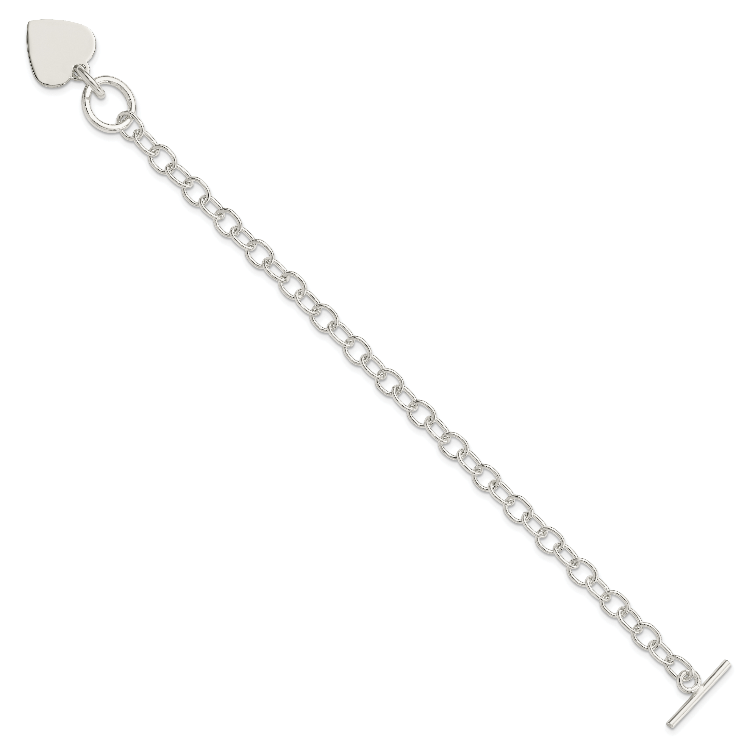 Sterling Silver Polished Engraveable Heart Charm Bracelet Secondary image