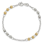 Sterling Silver Gold-tone Textured Beaded Bracelet