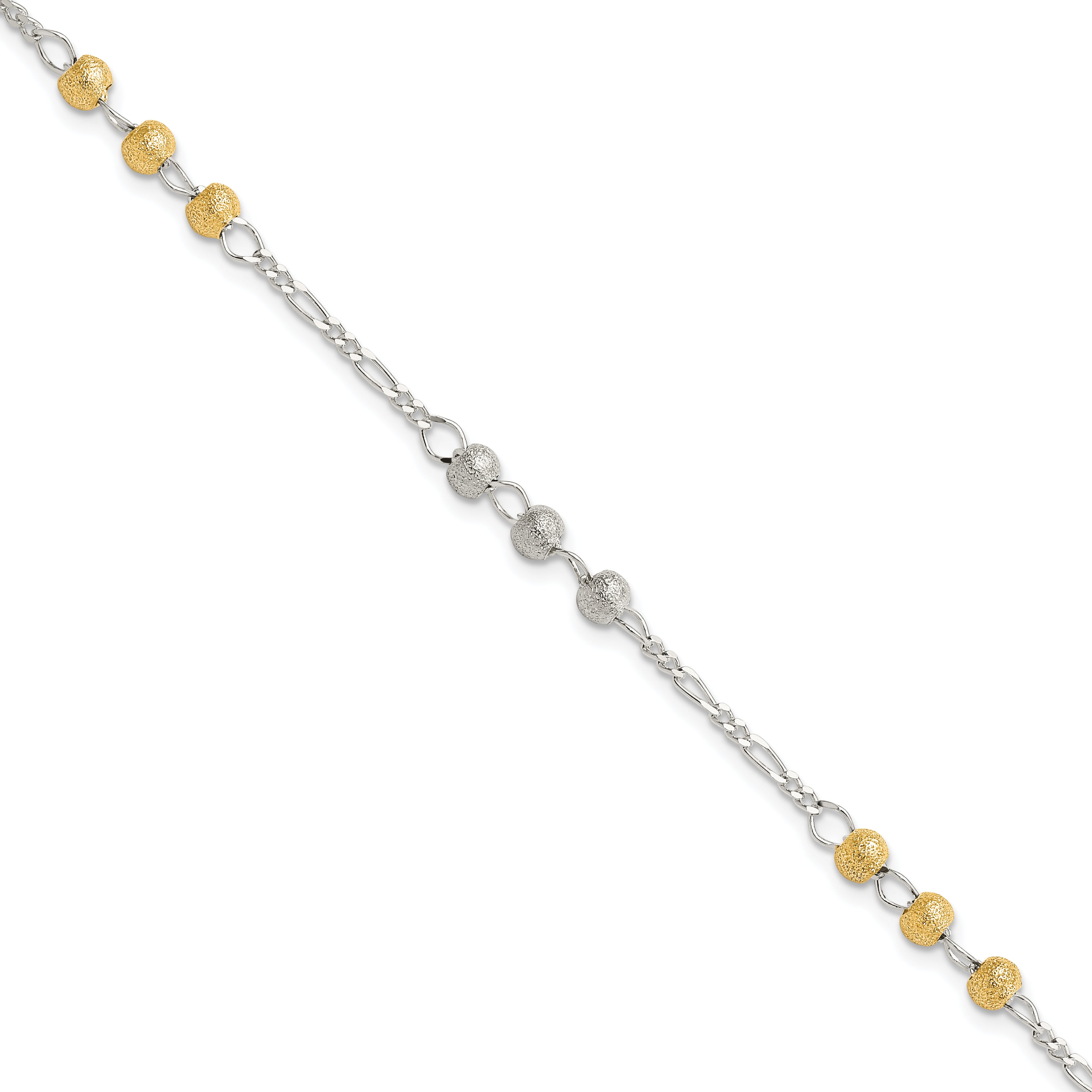 Sterling Silver Gold-tone Textured Beaded Bracelet Main image