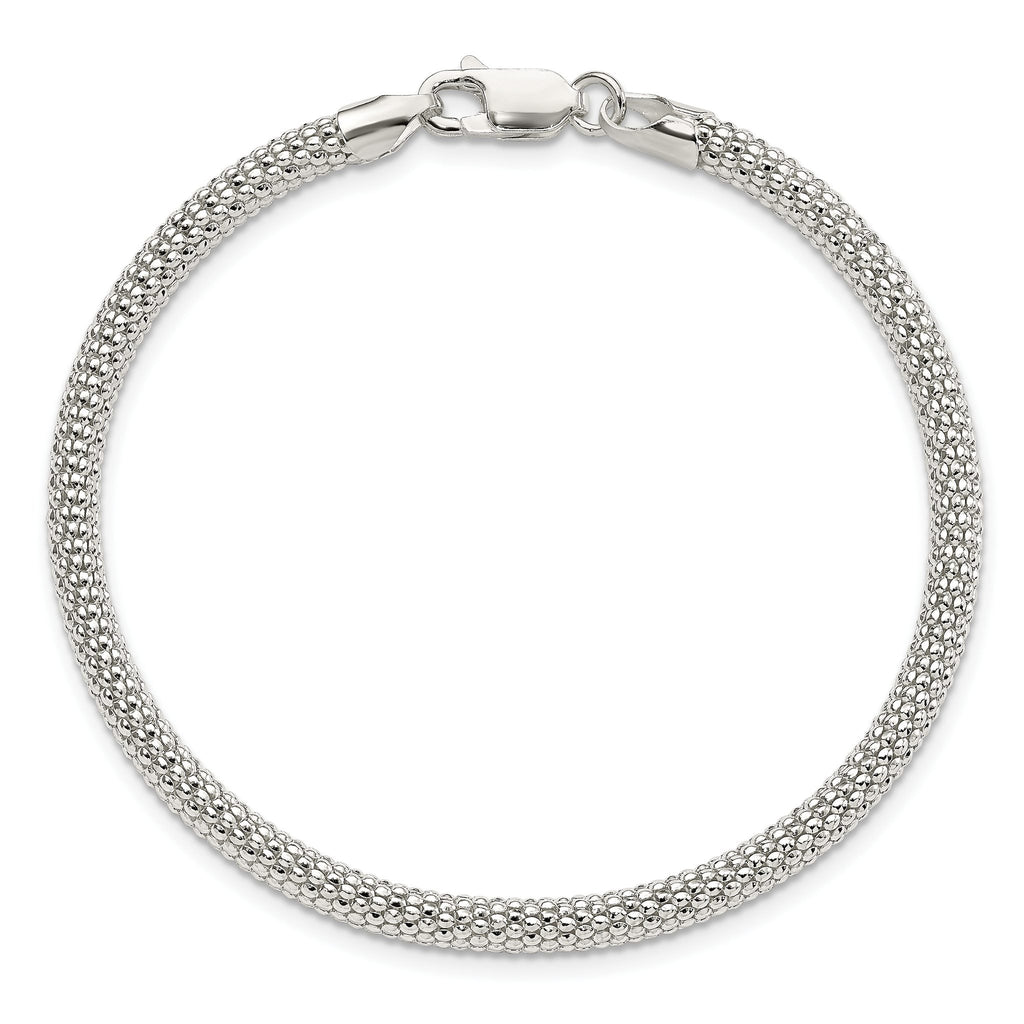 Fancy Link Bracelet in Sterling Silver, 4mm Textured, 7.5 Inch - Sophia Jewelers