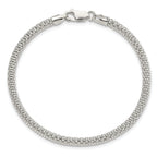 Fancy Link Bracelet in Sterling Silver, 4mm Textured, 7.5 Inch - Sophia Jewelers