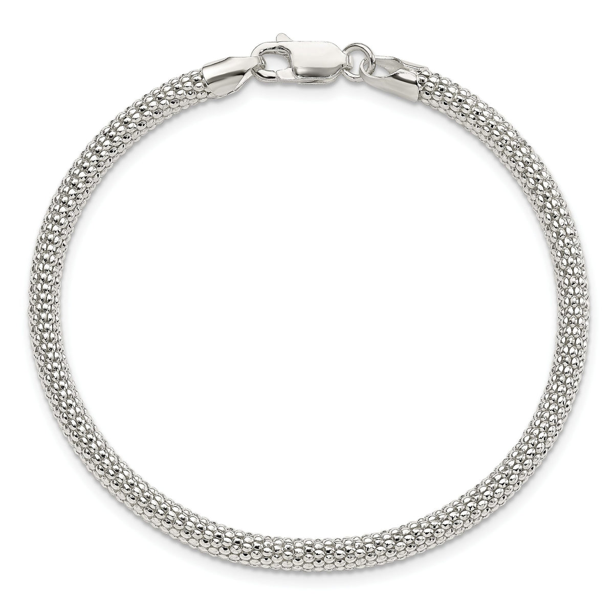 Fancy Link Bracelet in Sterling Silver, 4mm Textured, 7.5 Inch - Sophia Jewelers