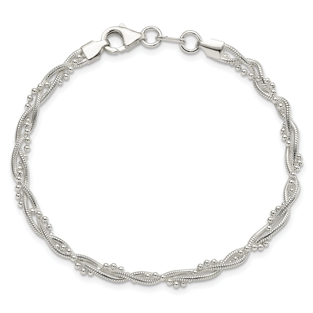 Sterling Silver Polished Fancy Braided 7.5 inch Bracelet