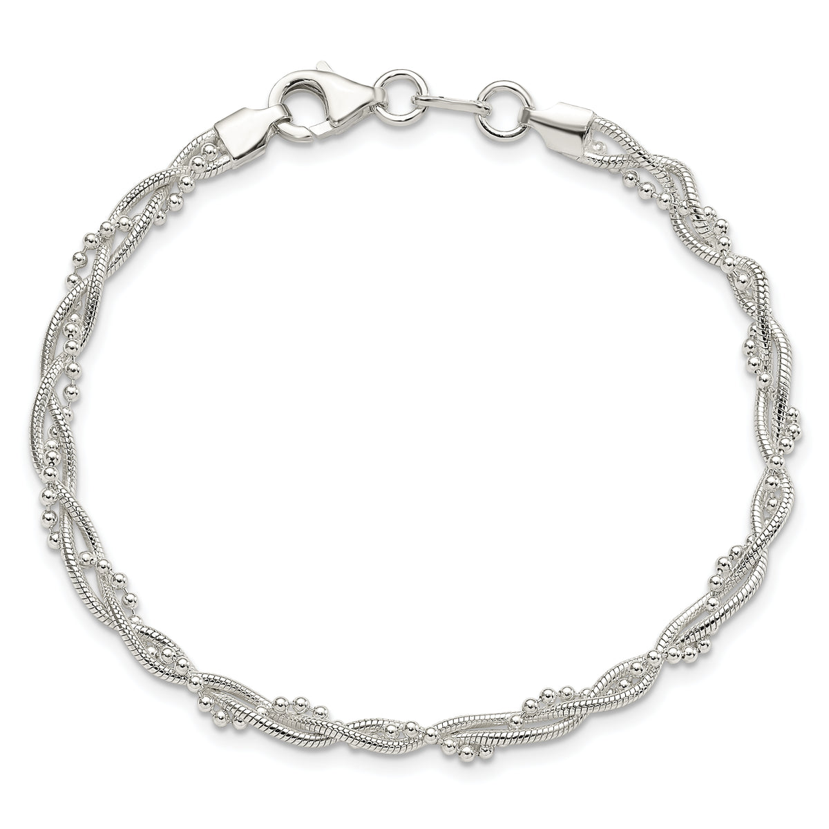 Sterling Silver Polished Fancy Braided 7.5 inch Bracelet