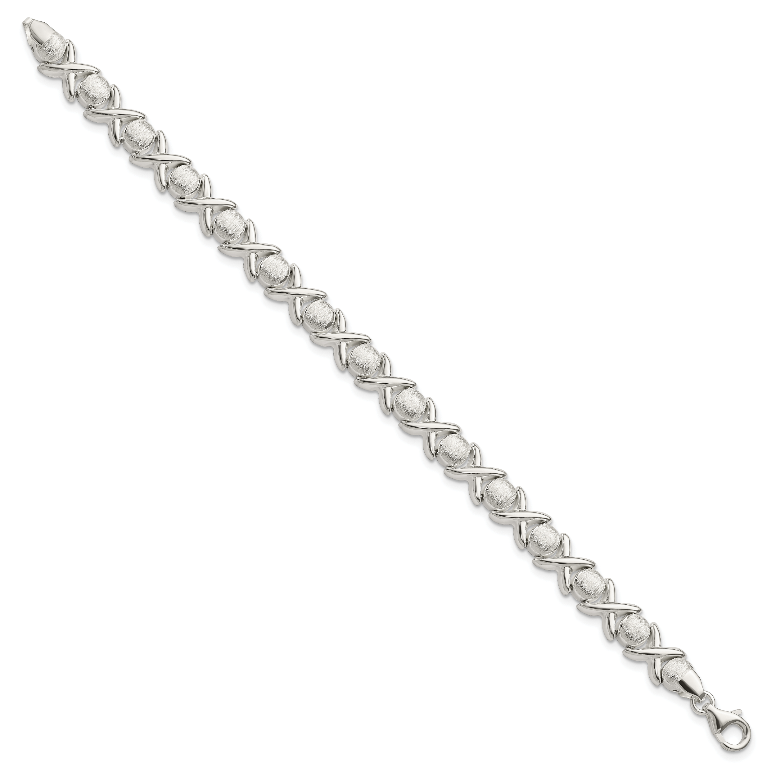 Sterling Silver Polished and Satin X and O Bracelet Secondary image