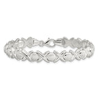 Sterling Silver Polished and Satin X and O Bracelet