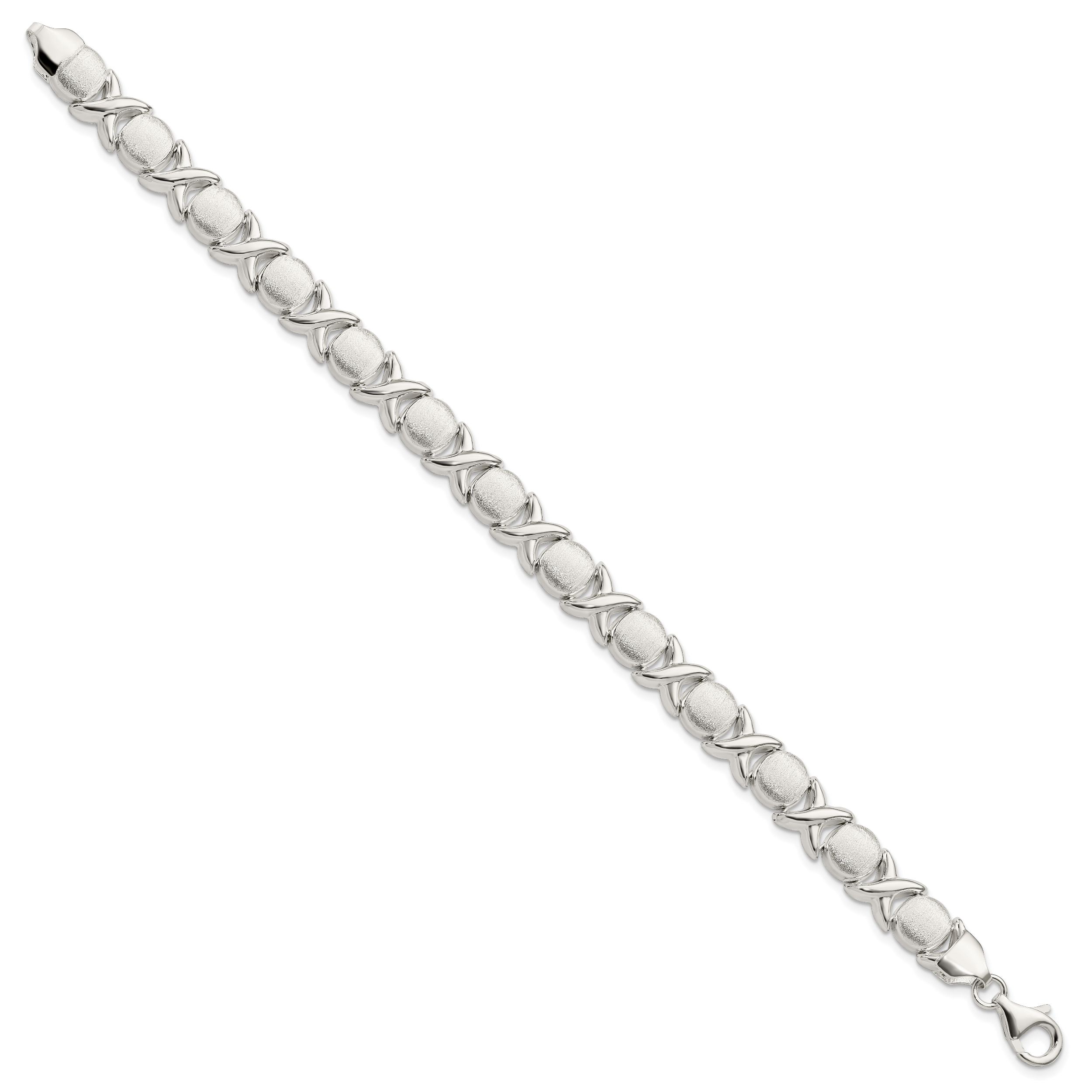 Sterling Silver Polished and Satin X and O Bracelet Secondary image