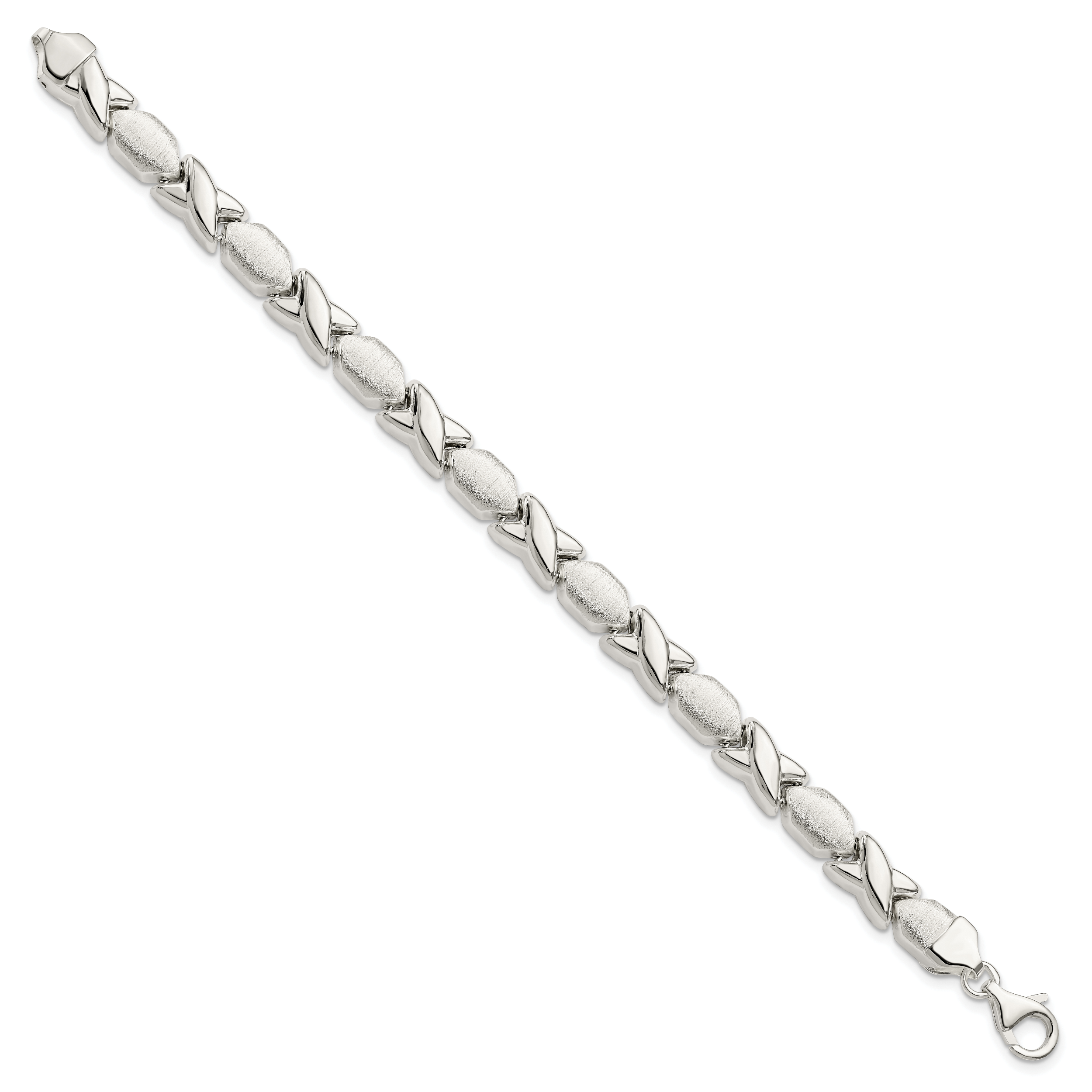 Sterling Silver Polished and Satin X and O Bracelet Secondary image