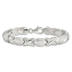Sterling Silver Polished and Satin X and O Bracelet