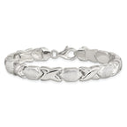Link Bracelet in Sterling Silver, 8mm Brushed & Satin - Sophia Jewelers
