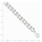 Sterling Silver Polished X and O Bracelet