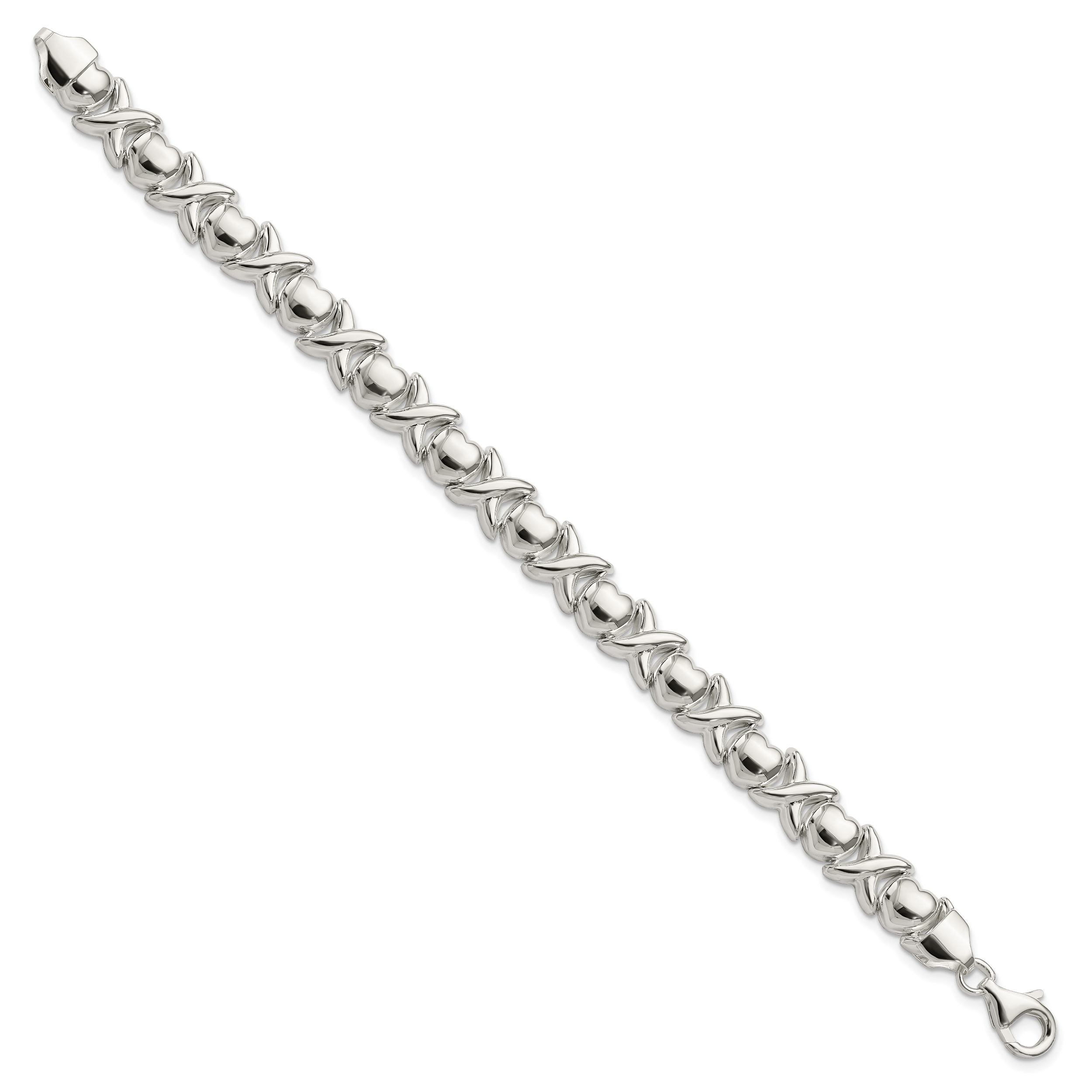 Sterling Silver Polished X and O Bracelet Secondary image