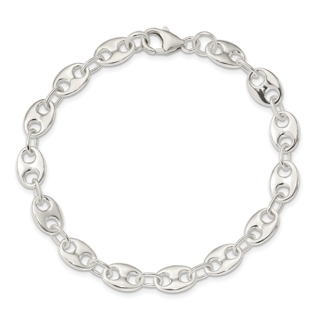 Sterling Silver Polished Fancy Anchor Link 7.75 inch Bracelet