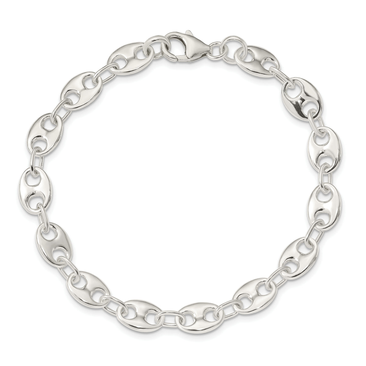Sterling Silver Polished Fancy Anchor Link 7.75 inch Bracelet