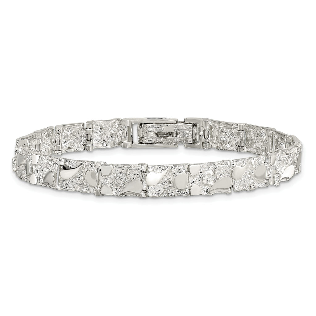 Nugget Link Bracelet in Sterling Silver, 7mm, 7 Inch - Sophia Jewelers