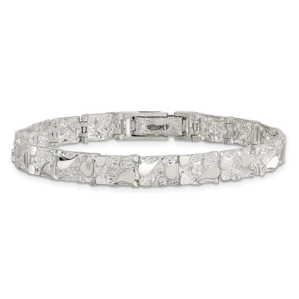 Nugget Link Bracelet in Sterling Silver, 7mm, 7 Inch - Sophia Jewelers