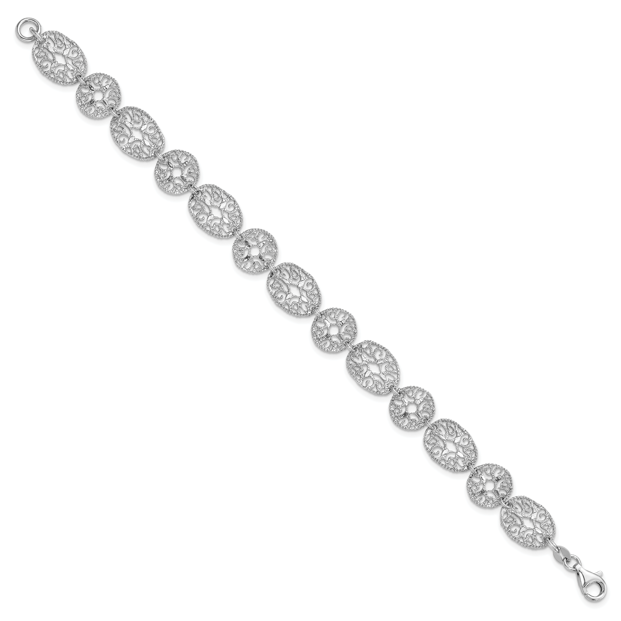 Sterling Silver Rhodium Polished Circles Bracelet Secondary image