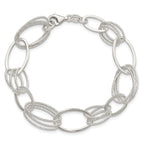 Oval Link Bracelet in Sterling Silver, 14mm Textured, 7.5 Inch - Sophia Jewelers