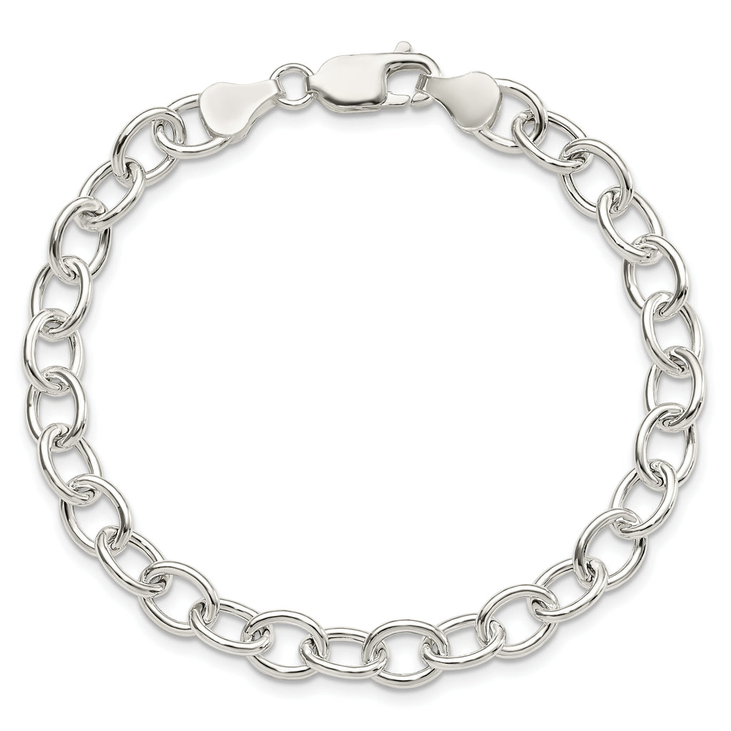 Sterling Silver Polished 6.75mm Cable Link 7.5 inch Bracelet