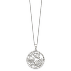 Sterling Silver Rhodium-plated Seahorse, Starfish and Shell Pendant