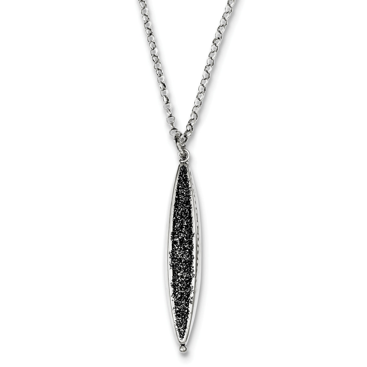 Sterling Silver Rhodium Plated Glitter Enamel Bead With 2in ext. Necklace