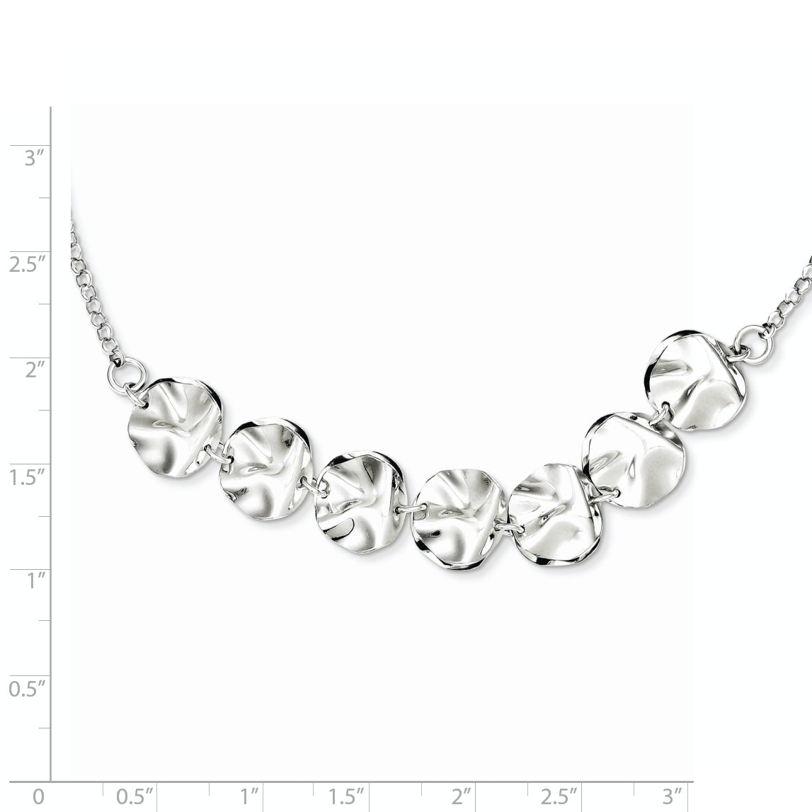 Sterling Silver Rhodium Plated Fancy With  2in ext. Necklace