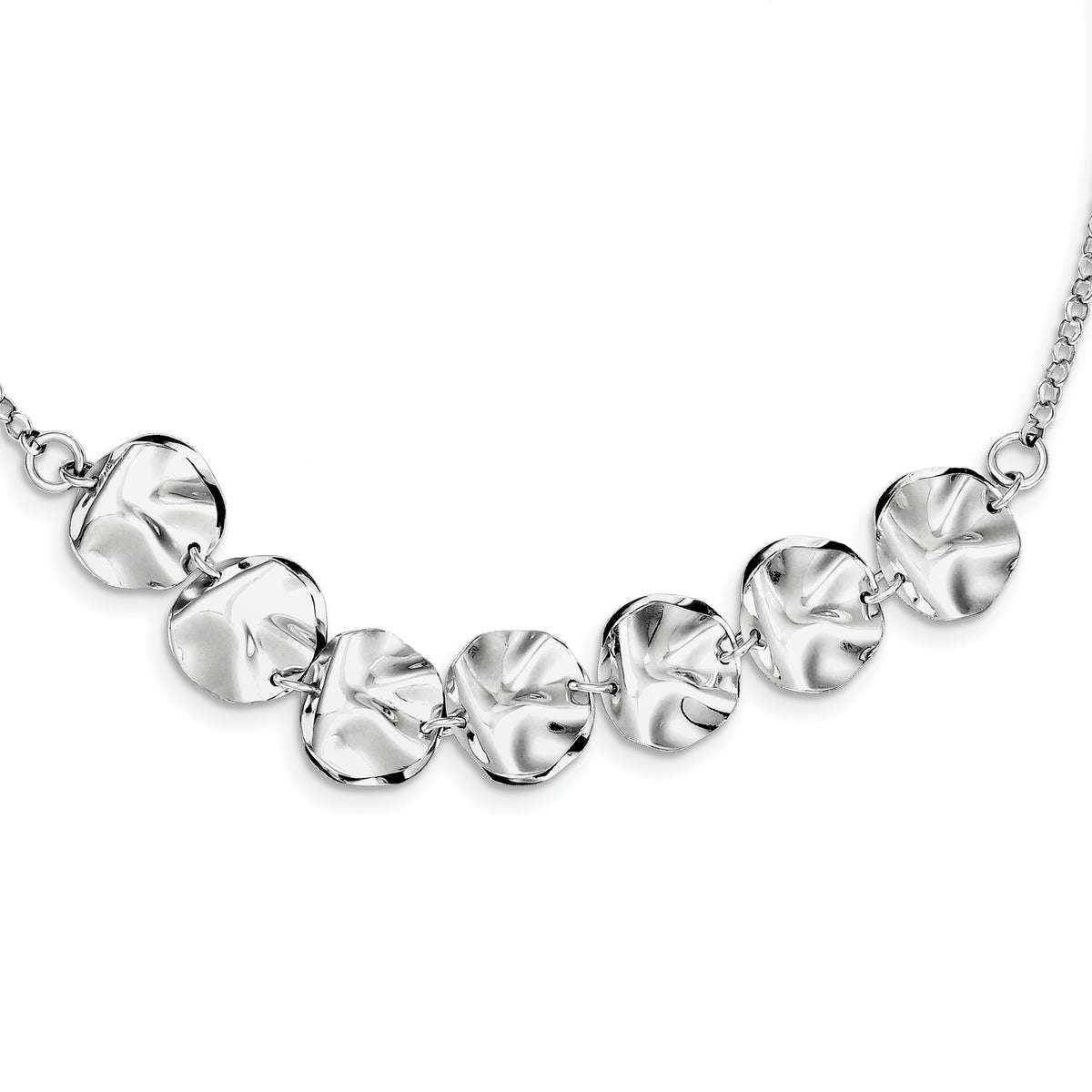 Sterling Silver Rhodium Plated Fancy With  2in ext. Necklace