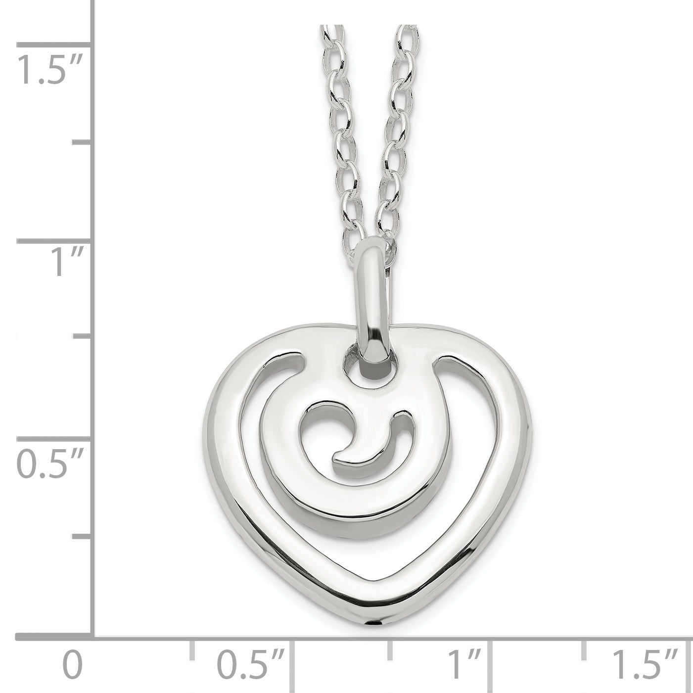 Sterling Silver Polished Heart Pendant Necklace Secondary image