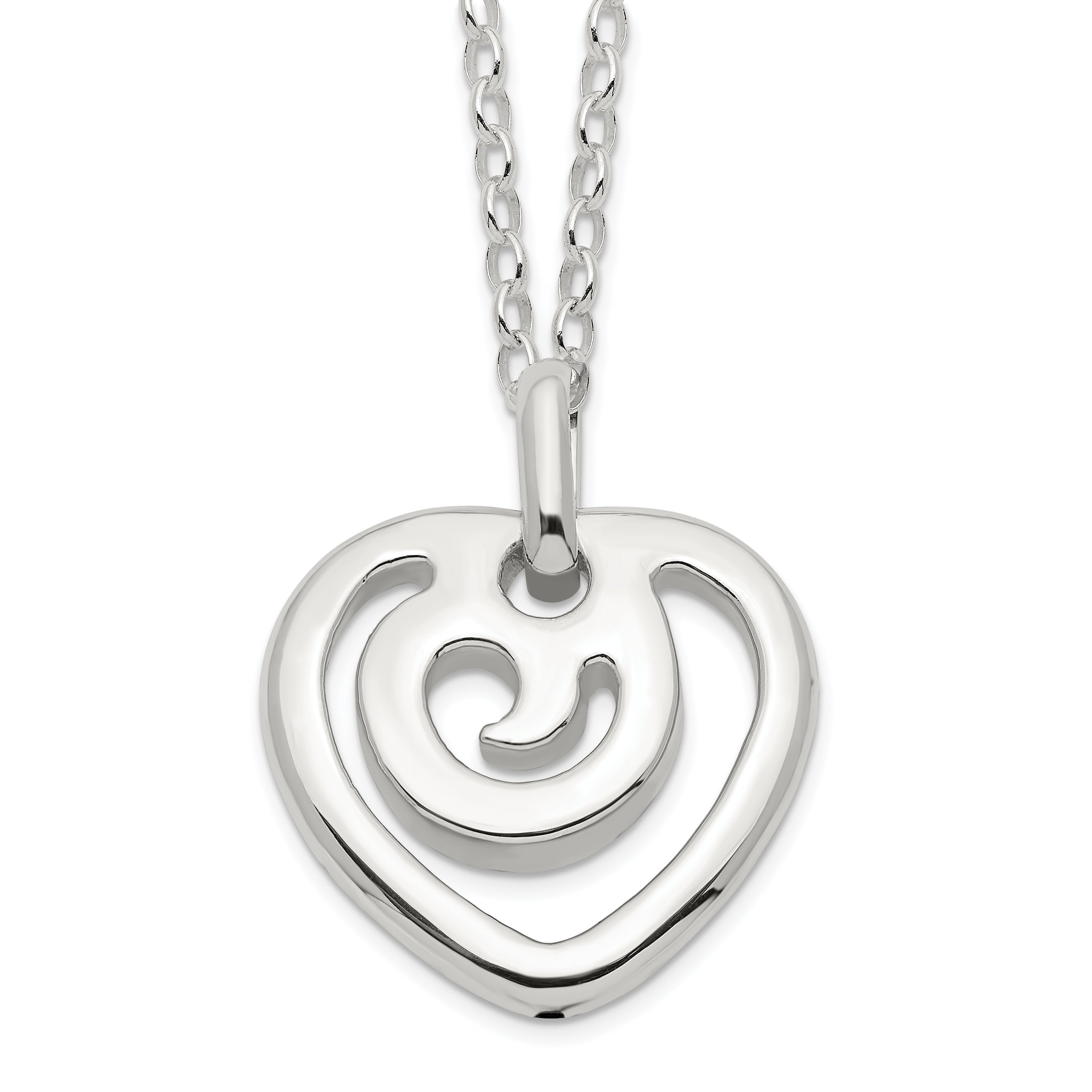 Sterling Silver Polished Heart Pendant Necklace Main image