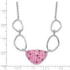 Sterling Silver Polished Pink Preciosa Crystal Triangle Necklace