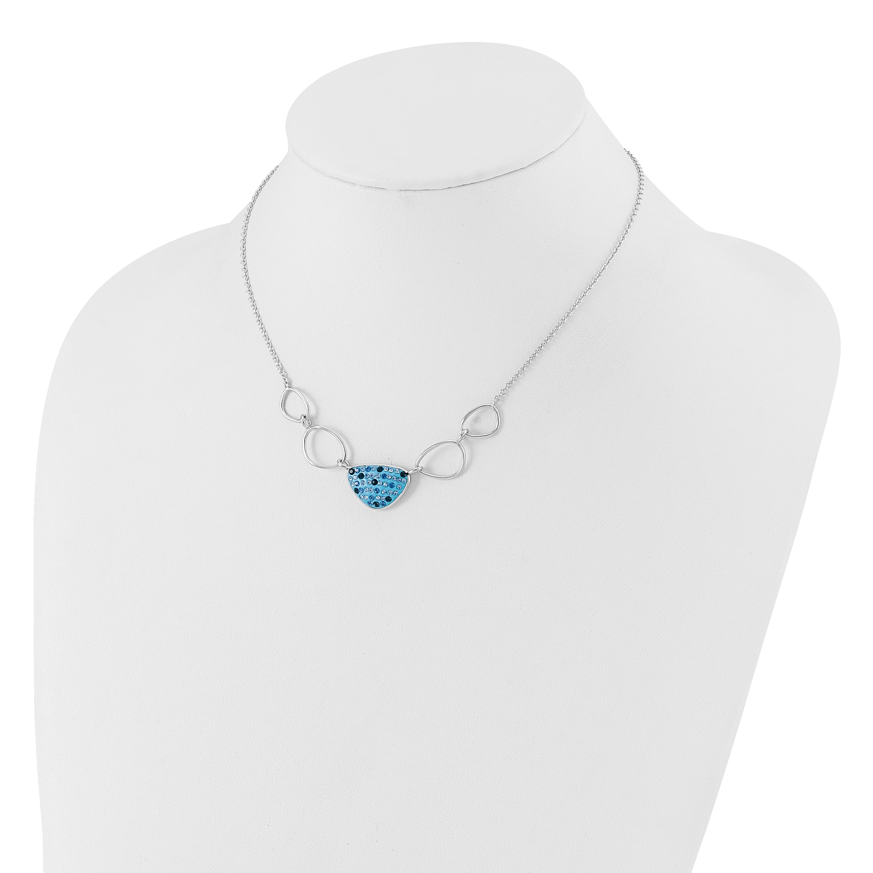 Sterling Silver Polished Blue Preciosa Crystal Triangle Necklace Secondary image