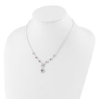 Sterling Silver Stellux Multicolor Crystal Flower With  2in ext. Necklace