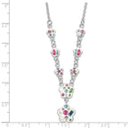 Sterling Silver Stellux Multicolor Crystal Flower With  2in ext. Necklace
