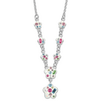 Sterling Silver Stellux Multicolor Crystal Flower With  2in ext. Necklace