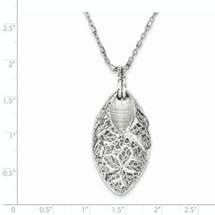 Sterling Silver Rhodium Plated Flower & Leaves With  2in ext. Necklace