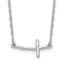 Sterling Silver Rhodium-plated Small Sideways Curved Cross Necklace