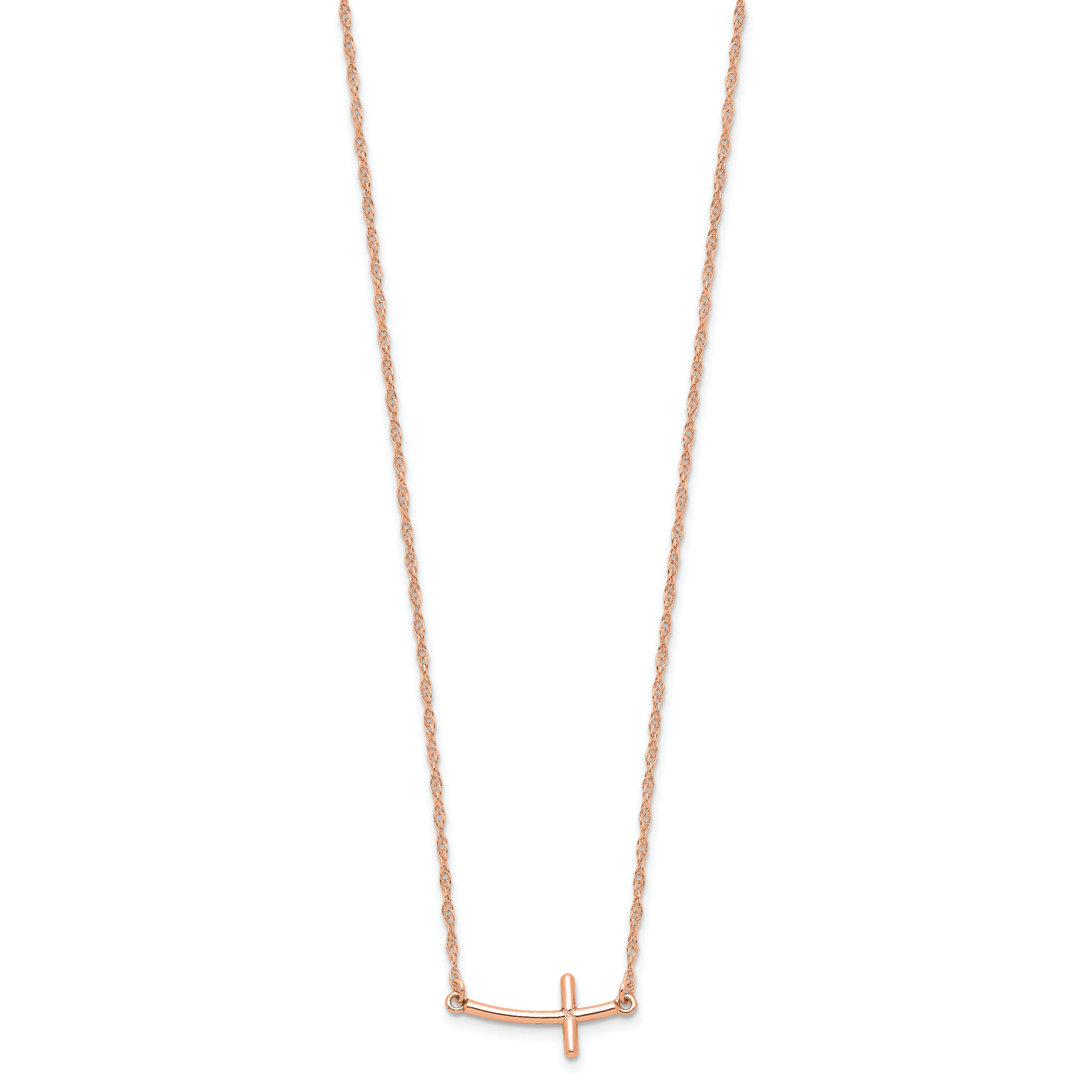 Sterling Silver RG-plated Small Sideways Curved Cross Necklace Secondary image