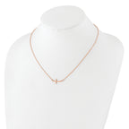 Sterling Silver RG-plated Small Sideways Curved Cross Necklace