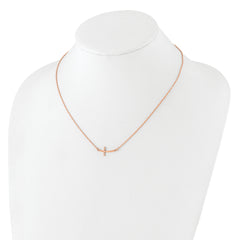 Sterling Silver RG-plated Small Sideways Curved Cross Necklace