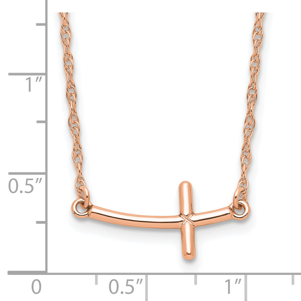 Sterling Silver RG-plated Small Sideways Curved Cross Necklace