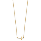 Sterling Silver YG-plated Small Sideways Curved Cross Necklace