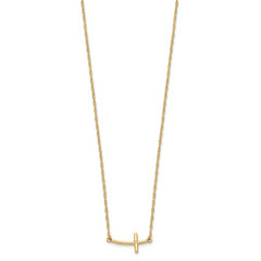 Sterling Silver YG-plated Small Sideways Curved Cross Necklace