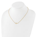Sterling Silver YG-plated Small Sideways Curved Cross Necklace