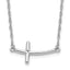 Sterling Silver Rhodium-plated Large Sideways Curved Cross Necklace