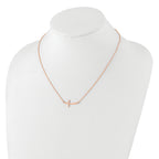 Sterling Silver RG-plated Large Sideways Curved Cross Necklace