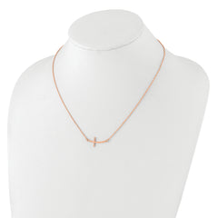 Sterling Silver RG-plated Large Sideways Curved Cross Necklace