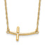 Sterling Silver YG-plated Large Sideways Curved Cross Necklace